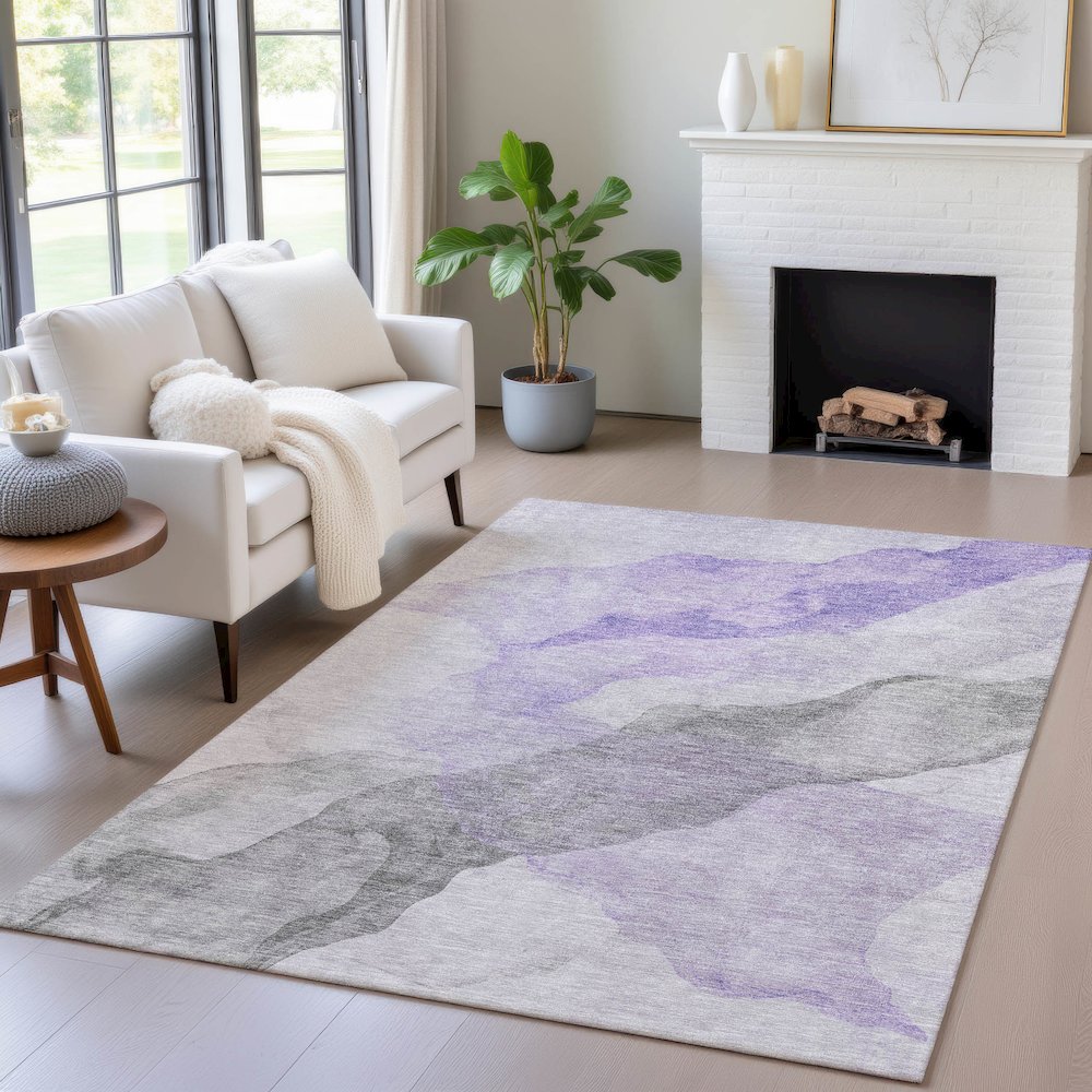 Machine Washable Indoor/Outdoor Chantille ACN2109 Lavender 9' x 12' Rug