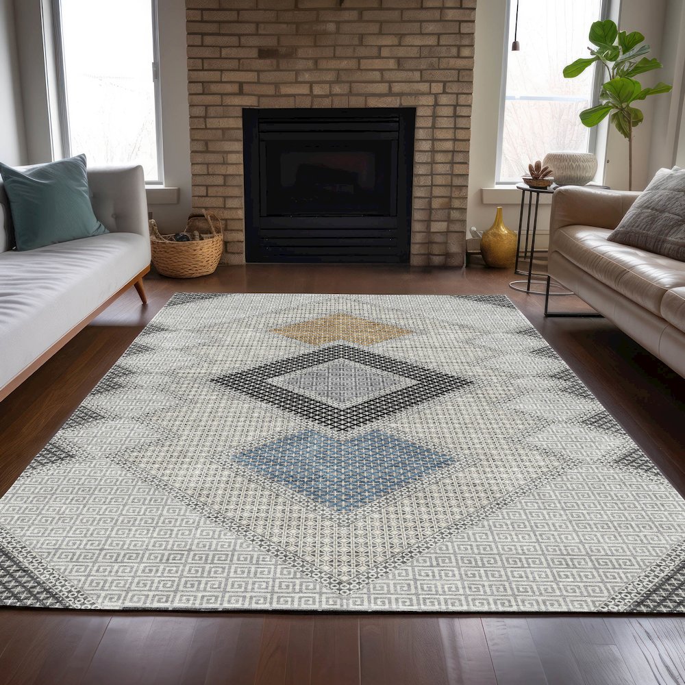Machine Washable Indoor/Outdoor Chantille ACN2111 Gray 9' x 12' Rug