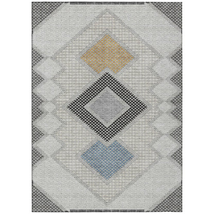 Machine Washable Indoor/Outdoor Chantille ACN2111 Gray 9' x 12' Rug