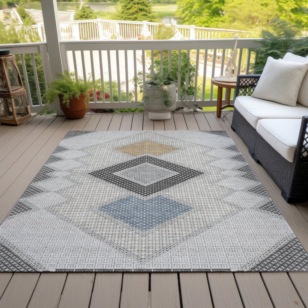 Machine Washable Indoor/Outdoor Chantille ACN2111 Gray 9' x 12' Rug