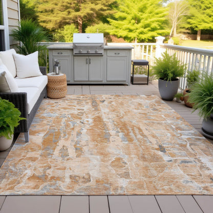 Machine Washable Indoor/Outdoor Chantille ACN2120 Orange 9' x 12' Rug