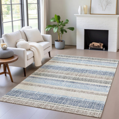 Machine Washable Indoor/Outdoor Chantille ACN2122 Navy 9' x 12' Rug