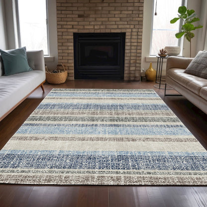 Machine Washable Indoor/Outdoor Chantille ACN2122 Navy 9' x 12' Rug