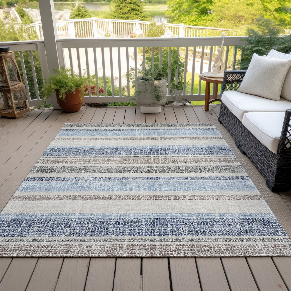 Machine Washable Indoor/Outdoor Chantille ACN2122 Navy 9' x 12' Rug