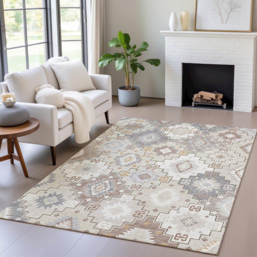Machine Washable Indoor/Outdoor Chantille ACN2123 Ivory 9' x 12' Rug