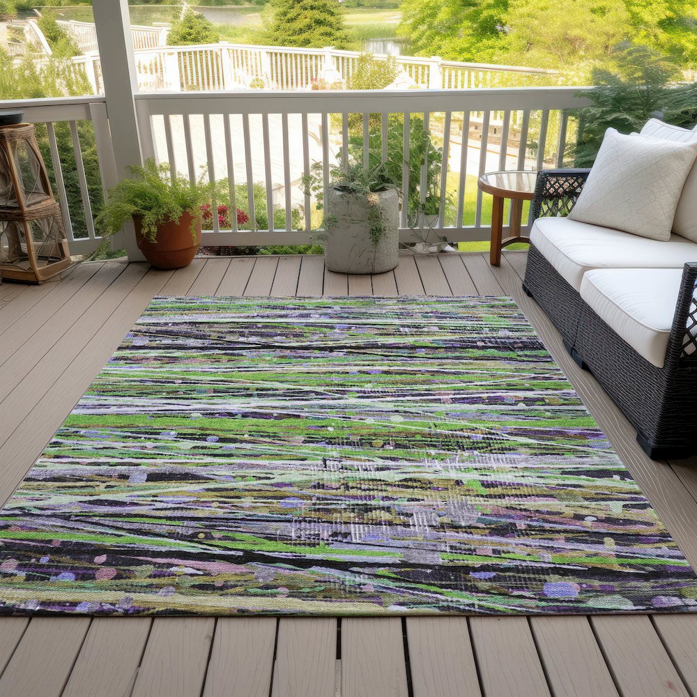 Machine Washable Indoor/Outdoor Chantille ACN2125 Green 9' x 12' Rug