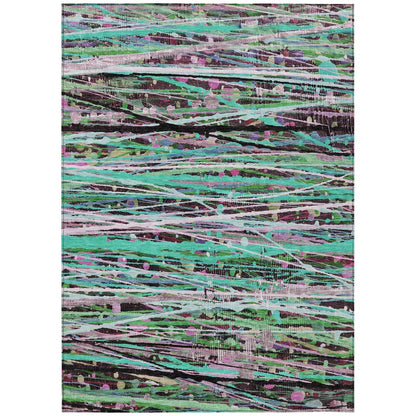 Machine Washable Indoor/Outdoor Chantille ACN2125 Teal 9' x 12' Rug