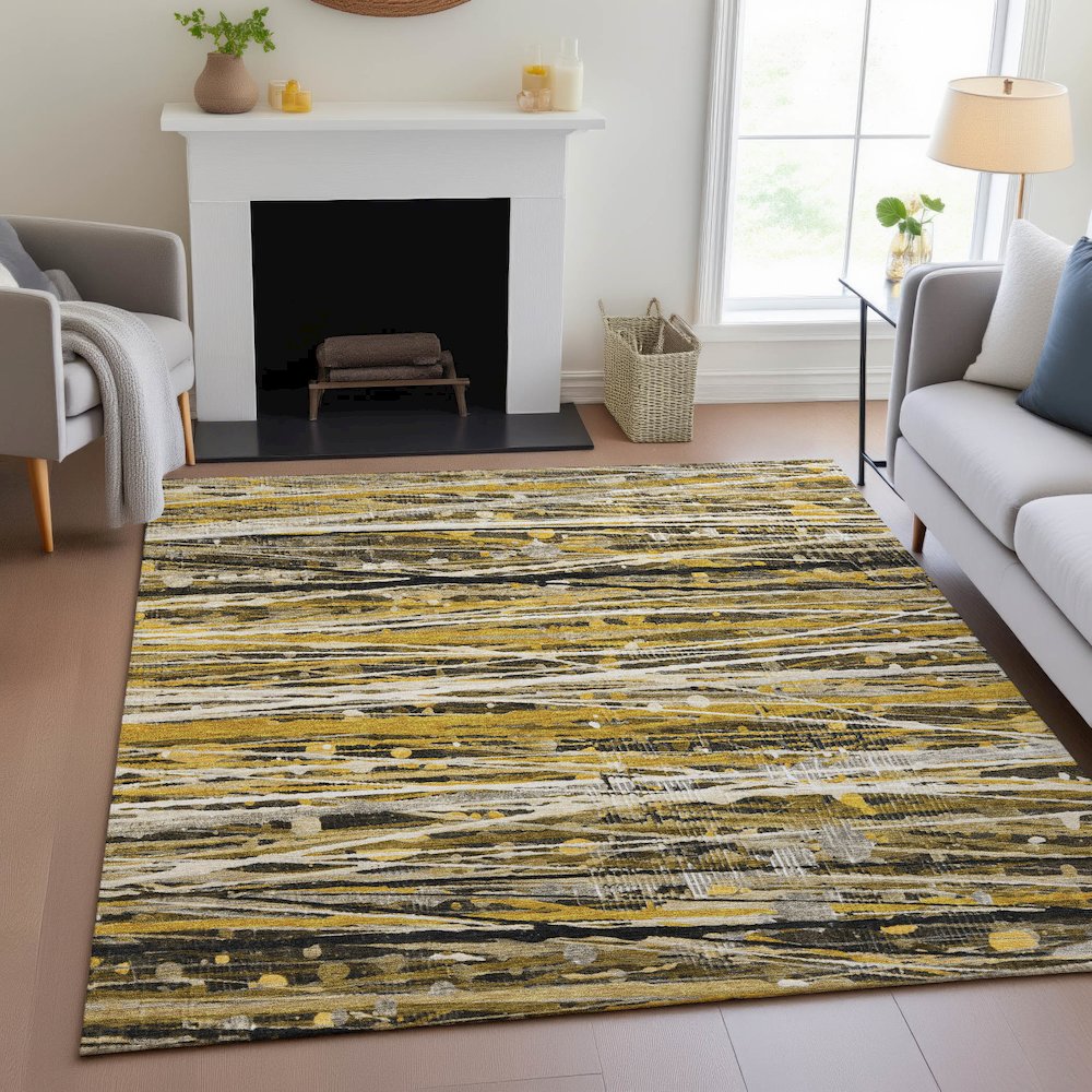 Machine Washable Indoor/Outdoor Chantille ACN2126 Brown 9' x 12' Rug