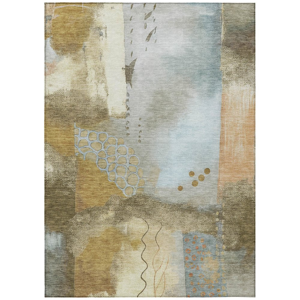 Machine Washable Indoor/Outdoor Chantille ACN2127 Brown 9' x 12' Rug
