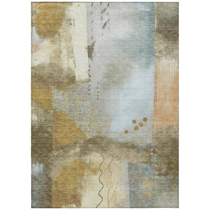 Machine Washable Indoor/Outdoor Chantille ACN2127 Brown 9' x 12' Rug