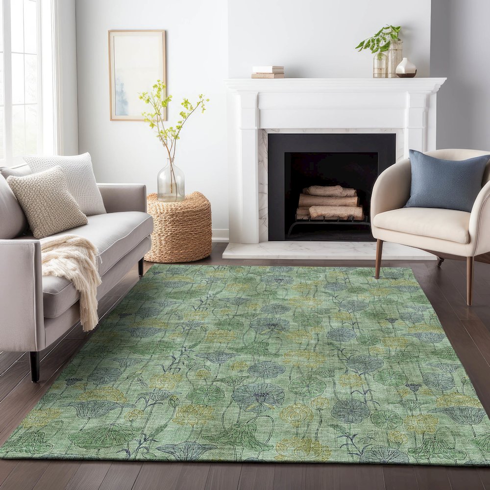 Machine Washable Indoor/Outdoor Chantille ACN2128 Aloe 9' x 12' Rug