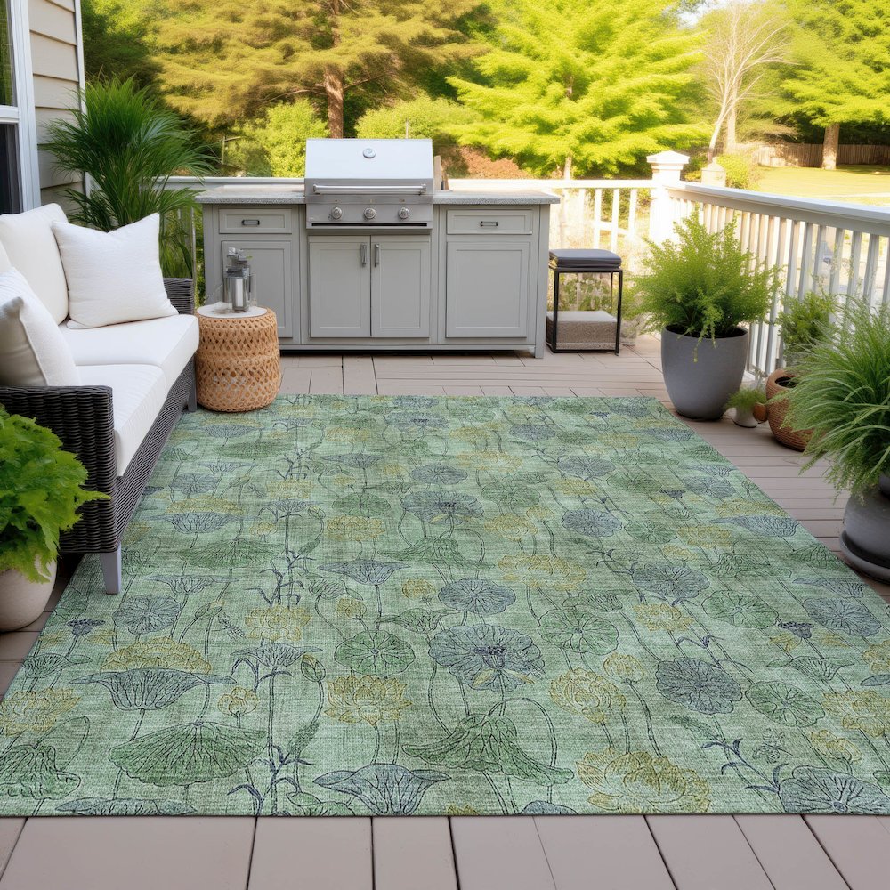 Machine Washable Indoor/Outdoor Chantille ACN2128 Aloe 9' x 12' Rug