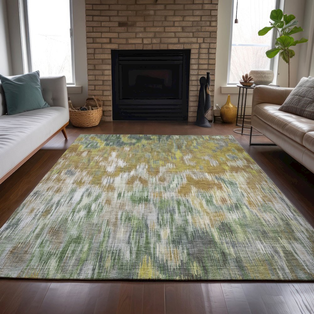 Machine Washable Indoor/Outdoor Chantille ACN2129 Brown 9' x 12' Rug