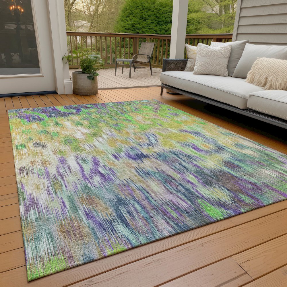 Machine Washable Indoor/Outdoor Chantille ACN2129 Green 9' x 12' Rug