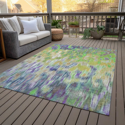 Machine Washable Indoor/Outdoor Chantille ACN2129 Green 9' x 12' Rug