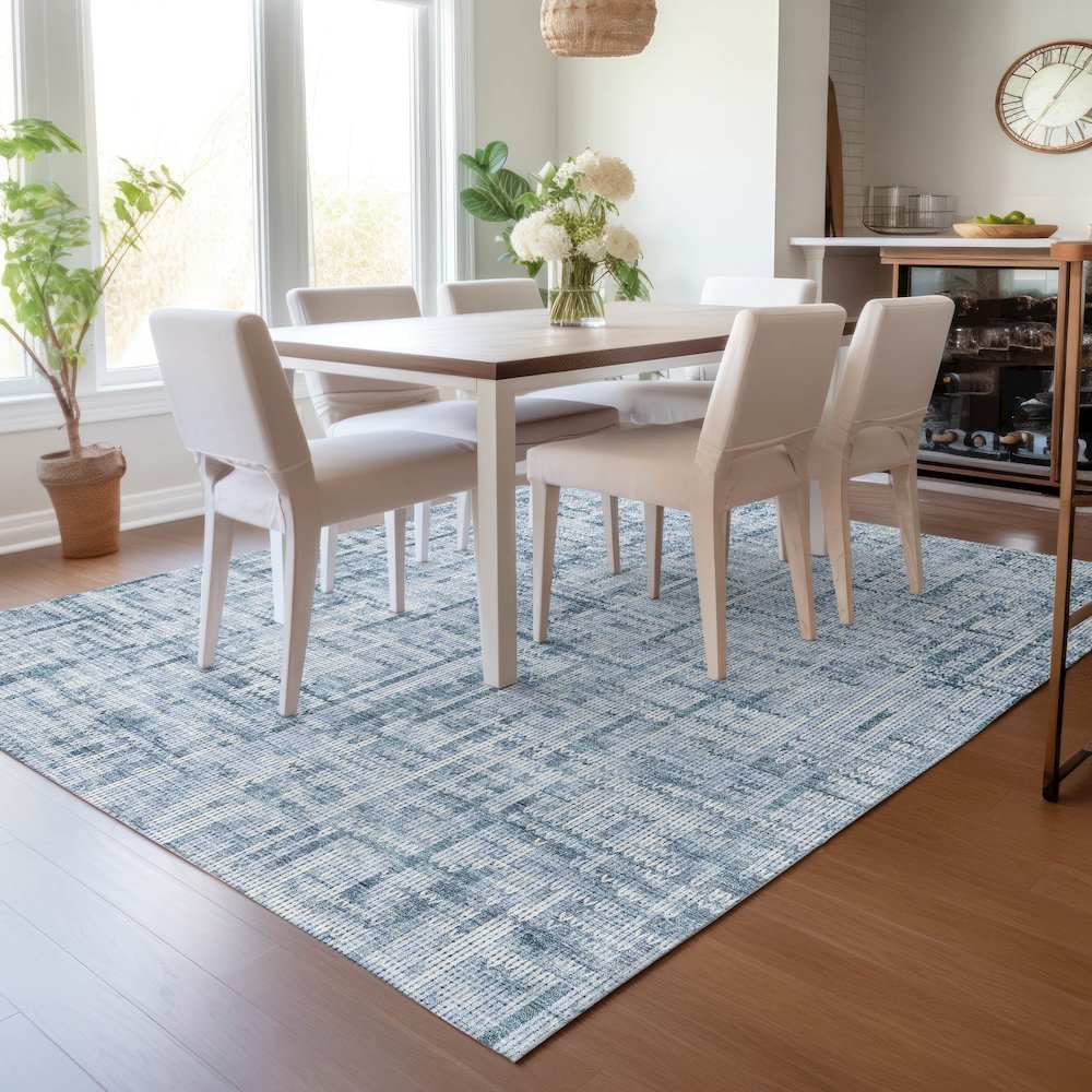 Machine Washable Indoor/Outdoor Chantille ACN2130 Blue 9' x 12' Rug
