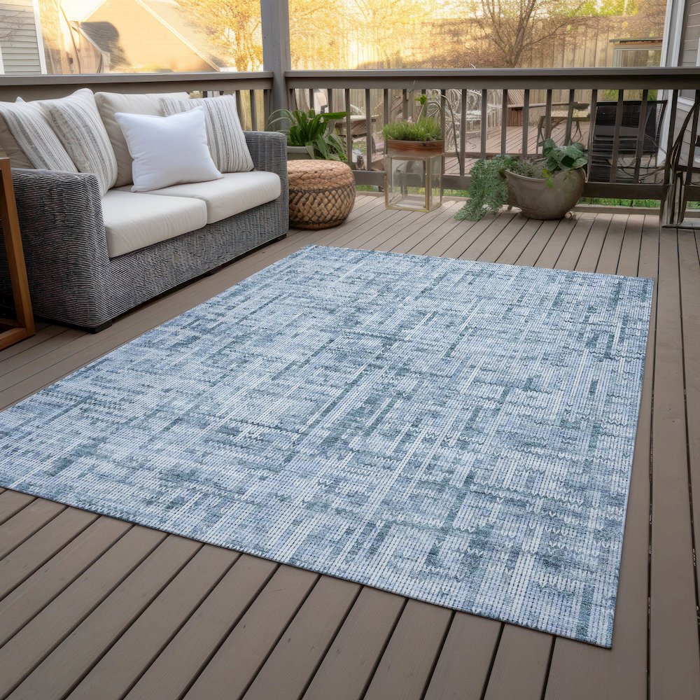 Machine Washable Indoor/Outdoor Chantille ACN2130 Blue 9' x 12' Rug