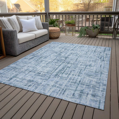 Machine Washable Indoor/Outdoor Chantille ACN2130 Blue 9' x 12' Rug