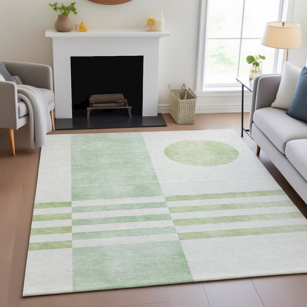 Machine Washable Indoor/Outdoor Chantille ACN2131 Green 9' x 12' Rug