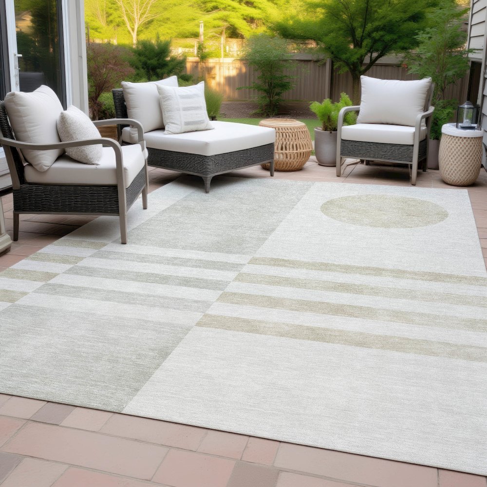 Machine Washable Indoor/Outdoor Chantille ACN2131 Linen 9' x 12' Rug