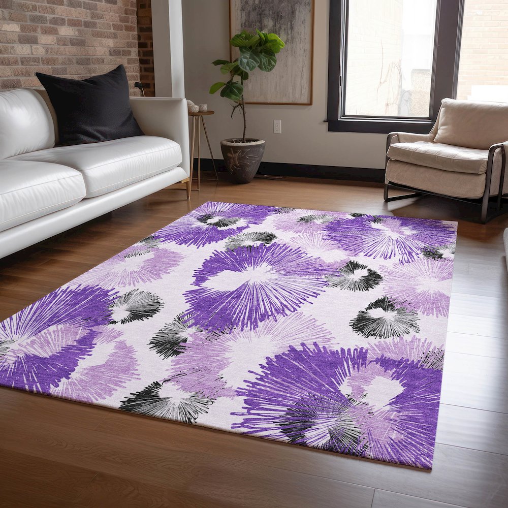 Machine Washable Indoor/Outdoor Chantille ACN2132 Purple 9' x 12' Rug