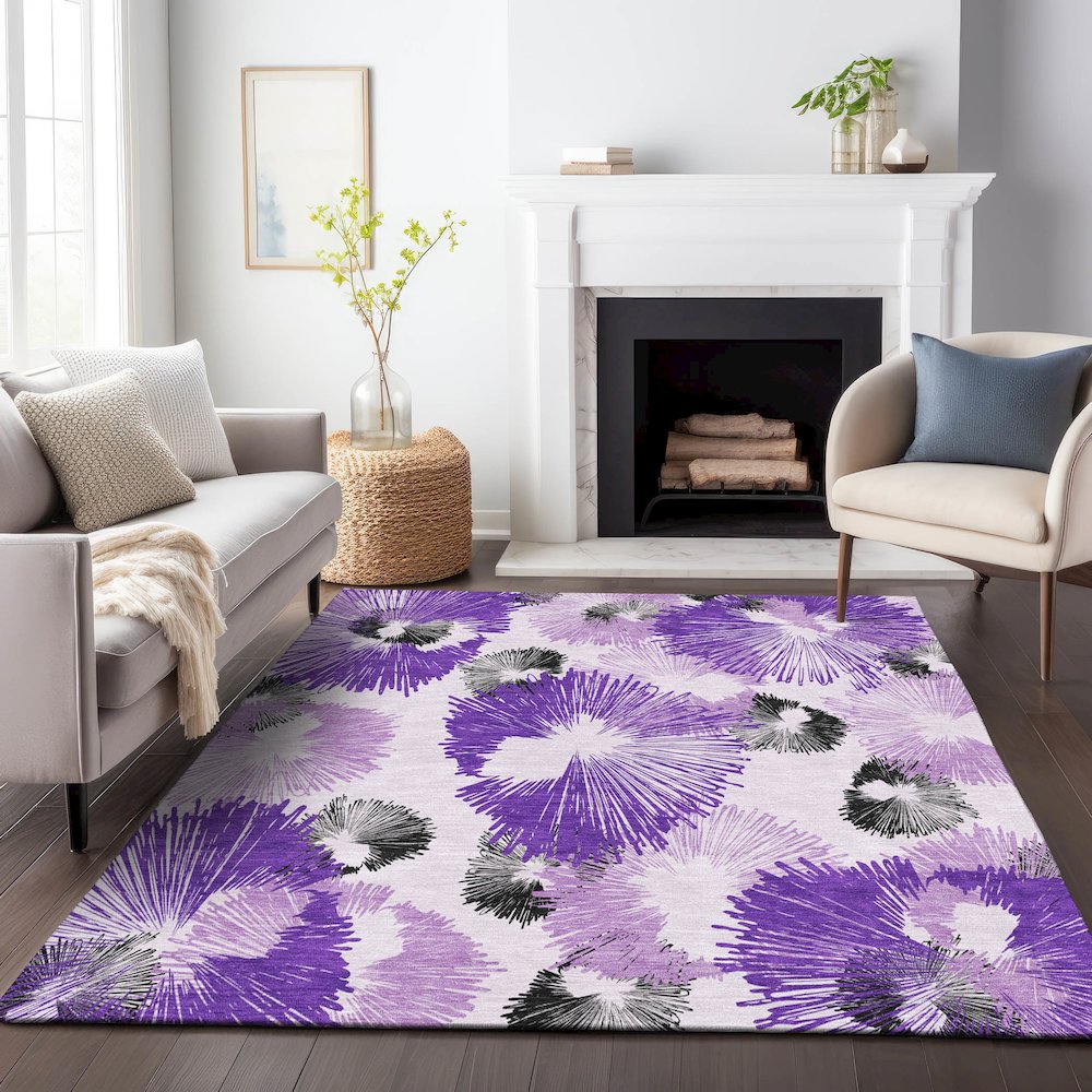 Machine Washable Indoor/Outdoor Chantille ACN2132 Purple 9' x 12' Rug