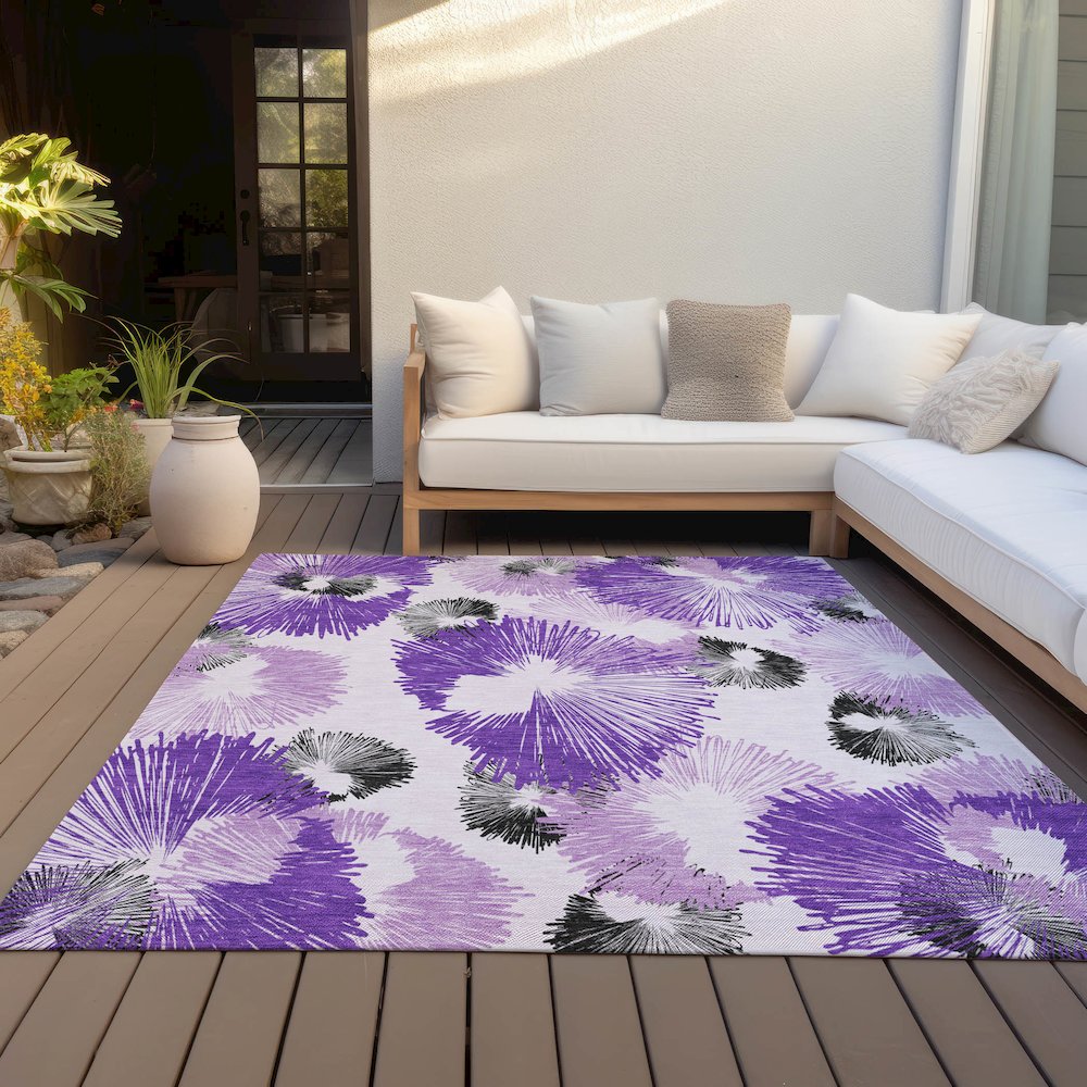 Machine Washable Indoor/Outdoor Chantille ACN2132 Purple 9' x 12' Rug