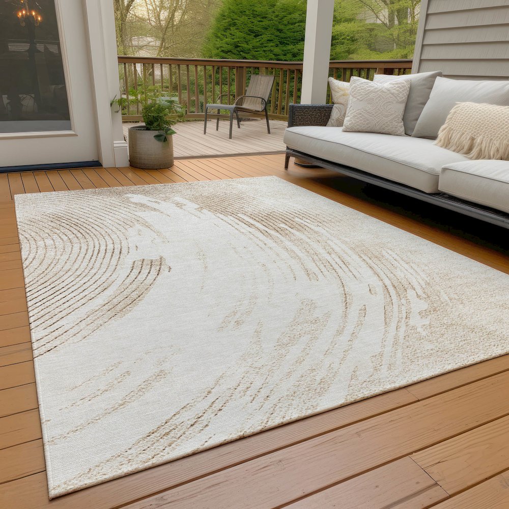 Machine Washable Indoor/Outdoor Chantille ACN2133 Brown 9' x 12' Rug