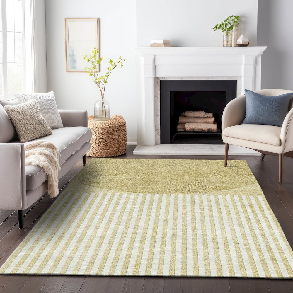 Machine Washable Indoor/Outdoor Chantille ACN2134 Wheat 9' x 12' Rug