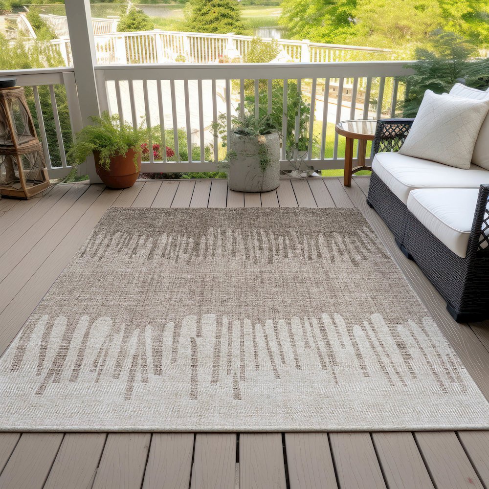 Machine Washable Indoor/Outdoor Chantille ACN2135 Brown 9' x 12' Rug