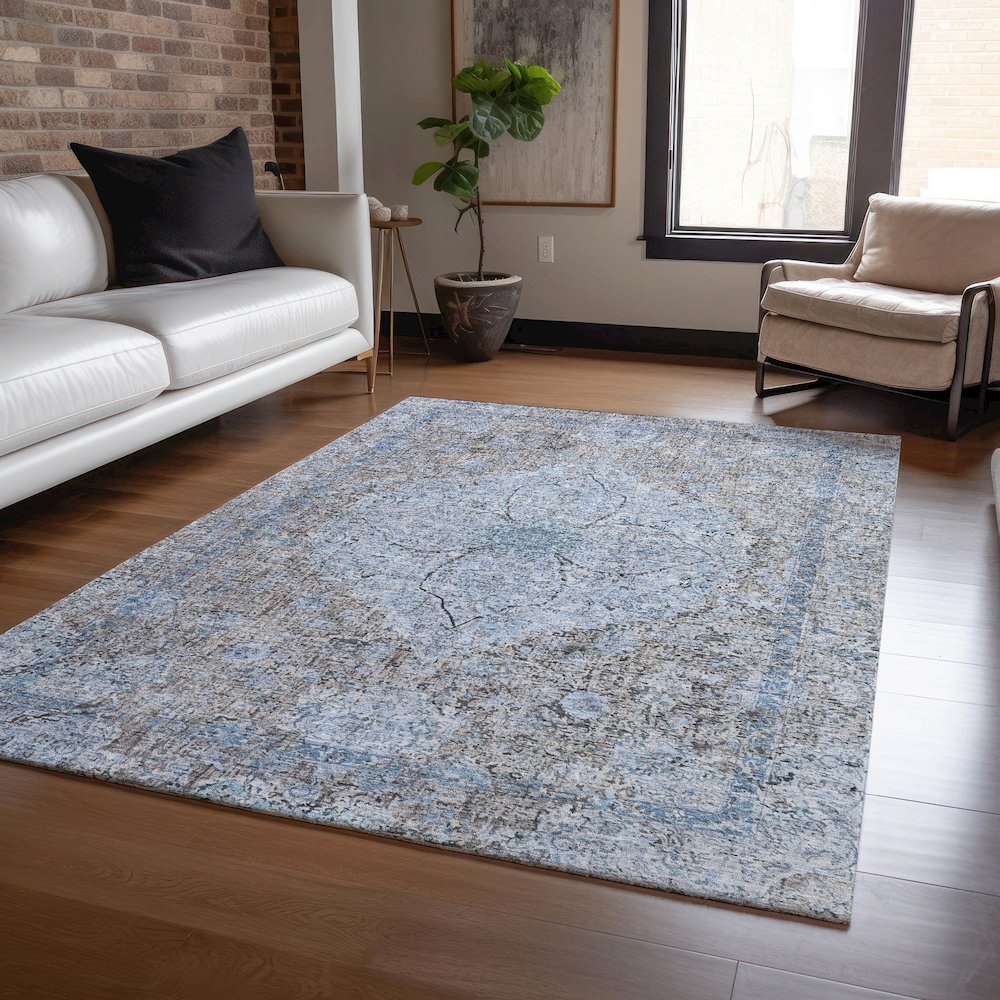 Machine Washable Indoor/Outdoor Chantille ACN2136 Gray 9' x 12' Rug