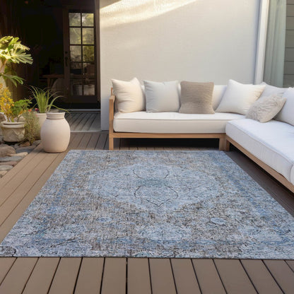 Machine Washable Indoor/Outdoor Chantille ACN2136 Gray 9' x 12' Rug