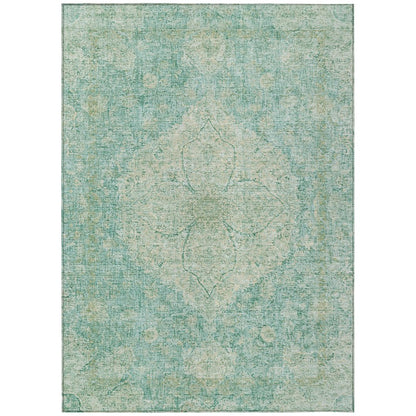 Machine Washable Indoor/Outdoor Chantille ACN2136 Teal 9' x 12' Rug