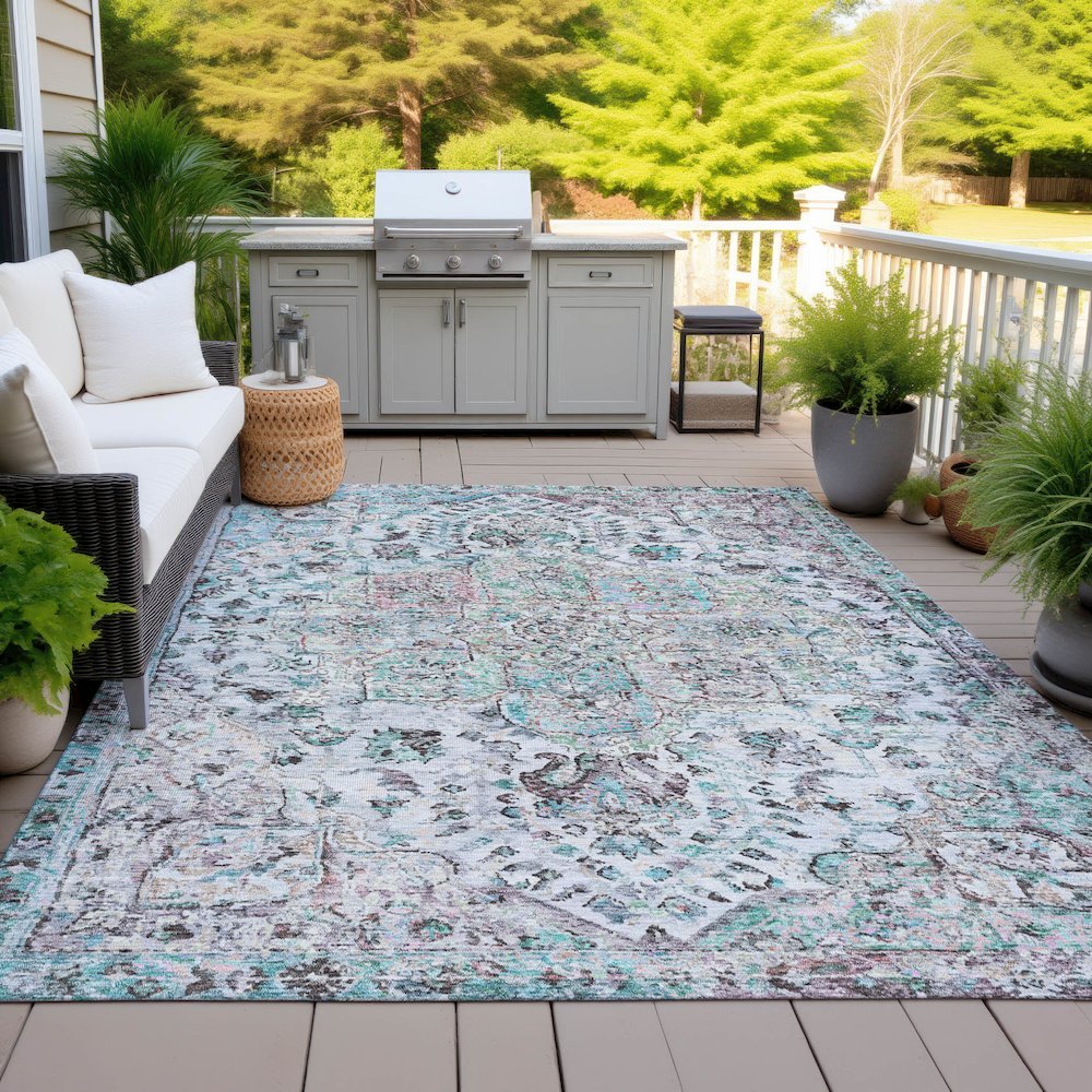 Machine Washable Indoor/Outdoor Chantille ACN2138 Sky 9' x 12' Rug
