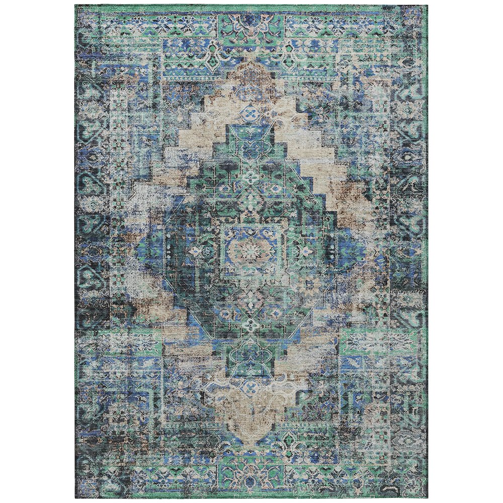 Machine Washable Indoor/Outdoor Chantille ACN2139 Green 9' x 12' Rug