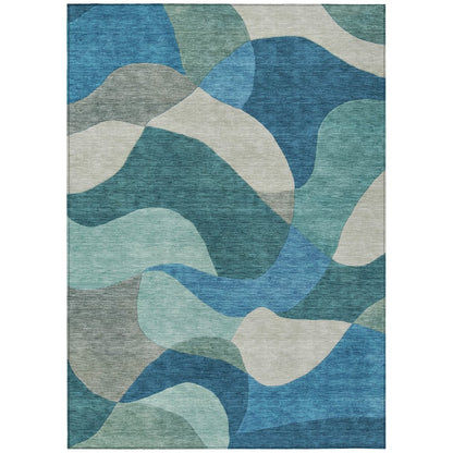 Machine Washable Indoor/Outdoor Chantille ACN2141 Teal 9' x 12' Rug