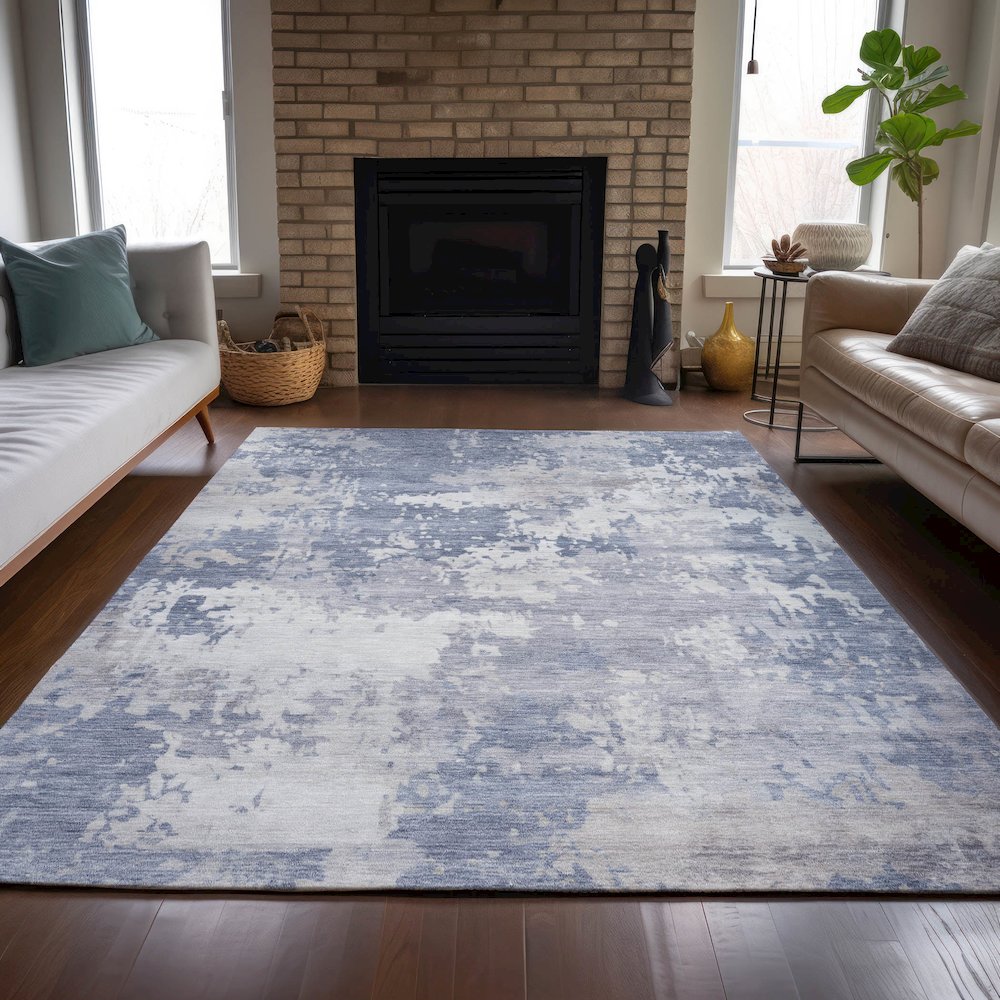 Machine Washable Indoor/Outdoor Chantille ACN2142 Denim 9' x 12' Rug
