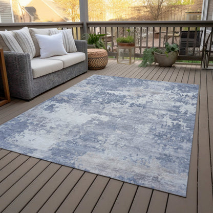 Machine Washable Indoor/Outdoor Chantille ACN2142 Denim 9' x 12' Rug