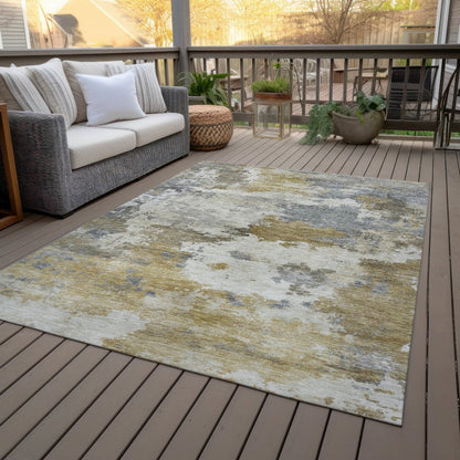 Machine Washable Indoor/Outdoor Chantille ACN2144 Brown 9' x 12' Rug