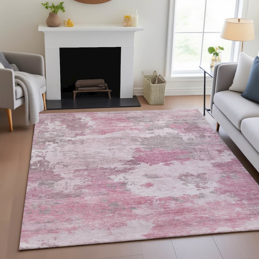Machine Washable Indoor/Outdoor Chantille ACN2144 Pink 9' x 12' Rug