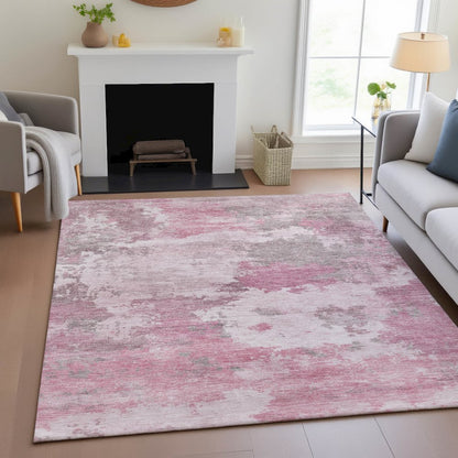 Machine Washable Indoor/Outdoor Chantille ACN2144 Pink 9' x 12' Rug