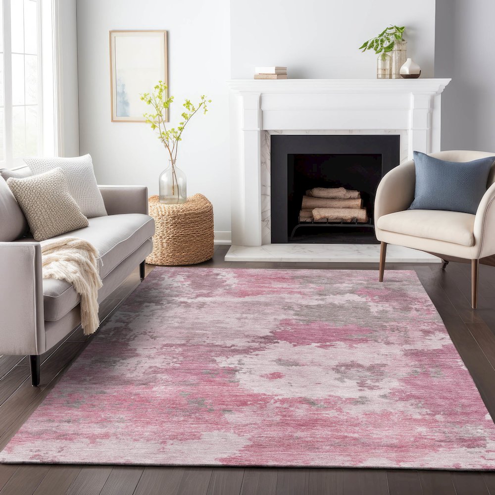 Machine Washable Indoor/Outdoor Chantille ACN2144 Pink 9' x 12' Rug