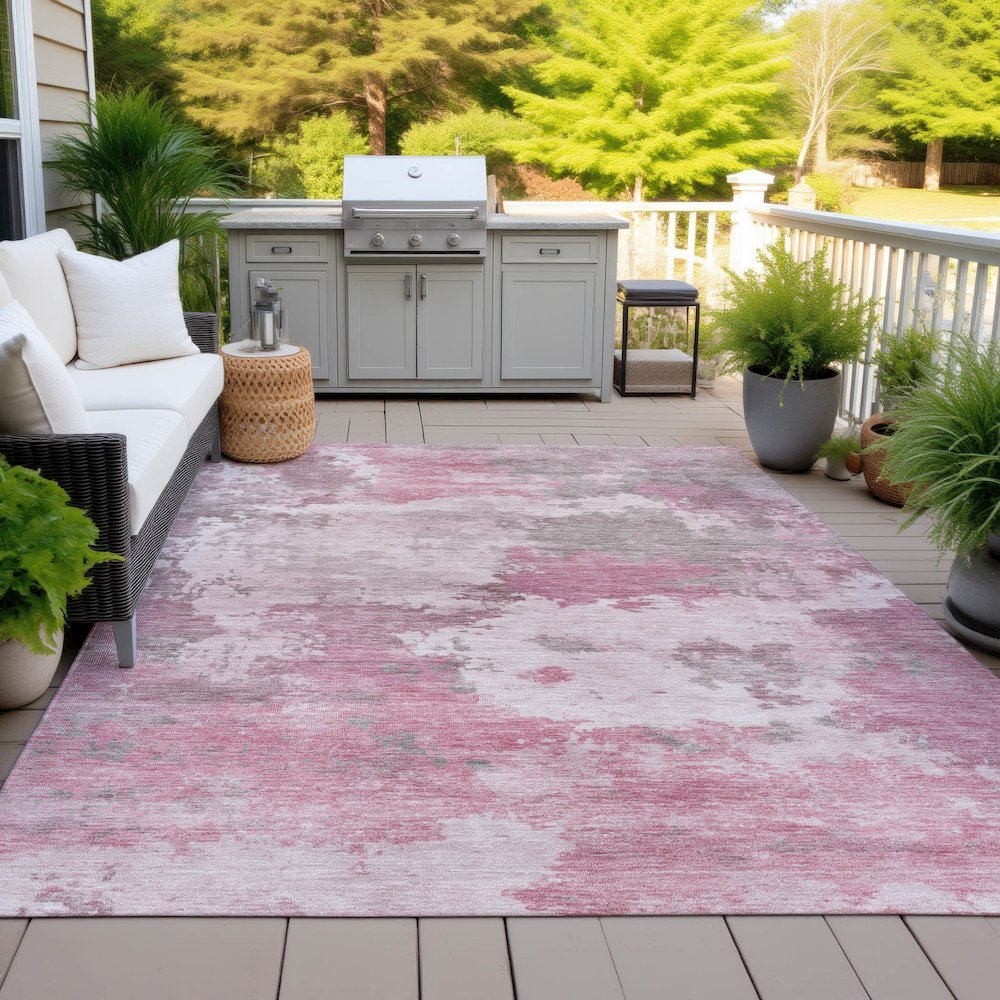 Machine Washable Indoor/Outdoor Chantille ACN2144 Pink 9' x 12' Rug
