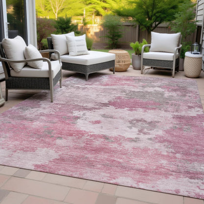 Machine Washable Indoor/Outdoor Chantille ACN2144 Pink 9' x 12' Rug
