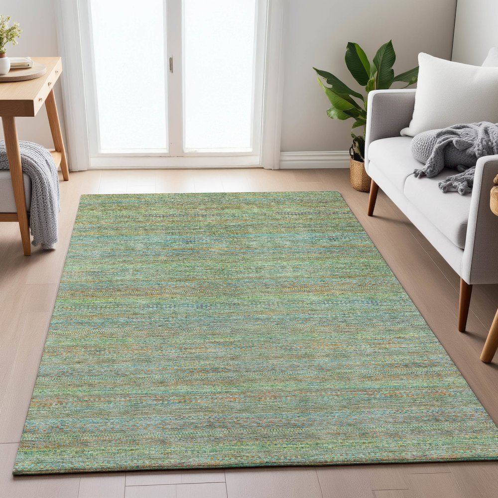 Machine Washable Indoor/Outdoor Chantille ACN2148 Green 9' x 12' Rug