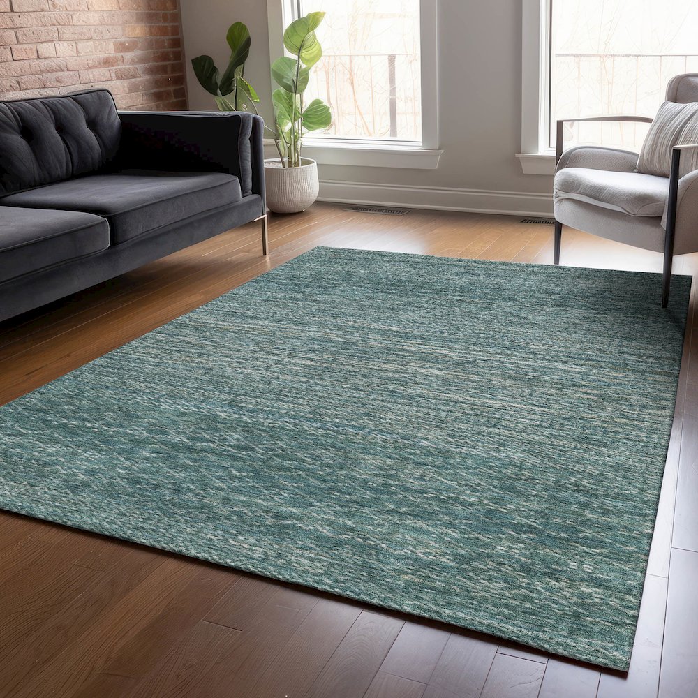 Machine Washable Indoor/Outdoor Chantille ACN2150 Teal 9' x 12' Rug
