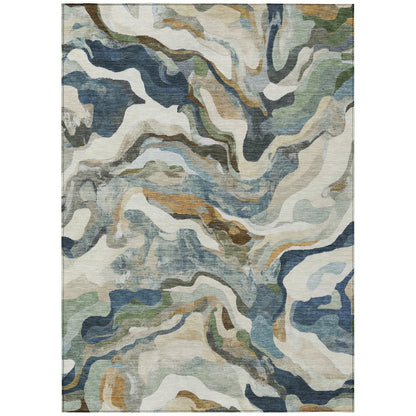 Machine Washable Indoor/Outdoor Chantille ACN2162 Denim 9' x 12' Rug