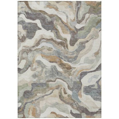 Machine Washable Indoor/Outdoor Chantille ACN2162 Khaki 9' x 12' Rug