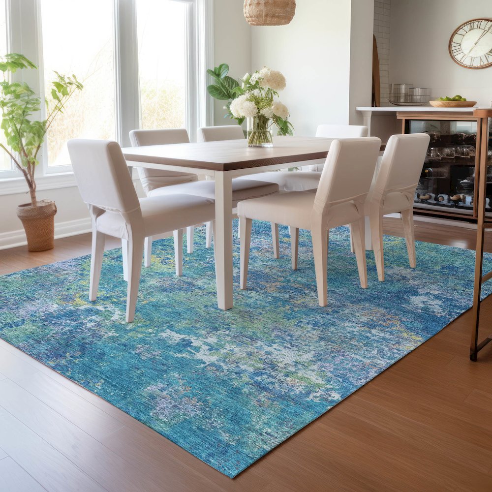 Machine Washable Indoor/Outdoor Chantille ACN2166 Blue 9' x 12' Rug