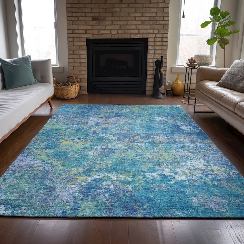 Machine Washable Indoor/Outdoor Chantille ACN2166 Blue 9' x 12' Rug